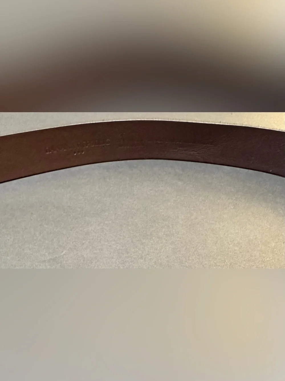 Banana Republic Brown Saffiano Leather Belt Silver Buckle Modern 40 USA